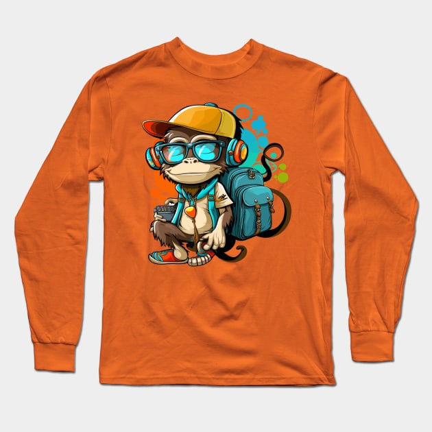 Funky Monkey: Ready to Jam Print Design! Long Sleeve T-Shirt by Afe